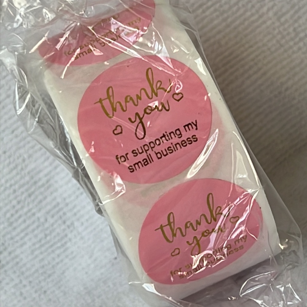 500 Thank you stickers 1” pink